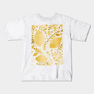 Yellow watercolor leaves Kids T-Shirt